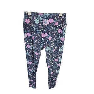Navy Abstract Floral Leggings - Lularoe - OS